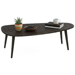 Tavolini Da Salotto|Salotto > Dmora Tavolino soggiorno ovale antracite 115x50x38h cm - Eugenia Nero Antracite