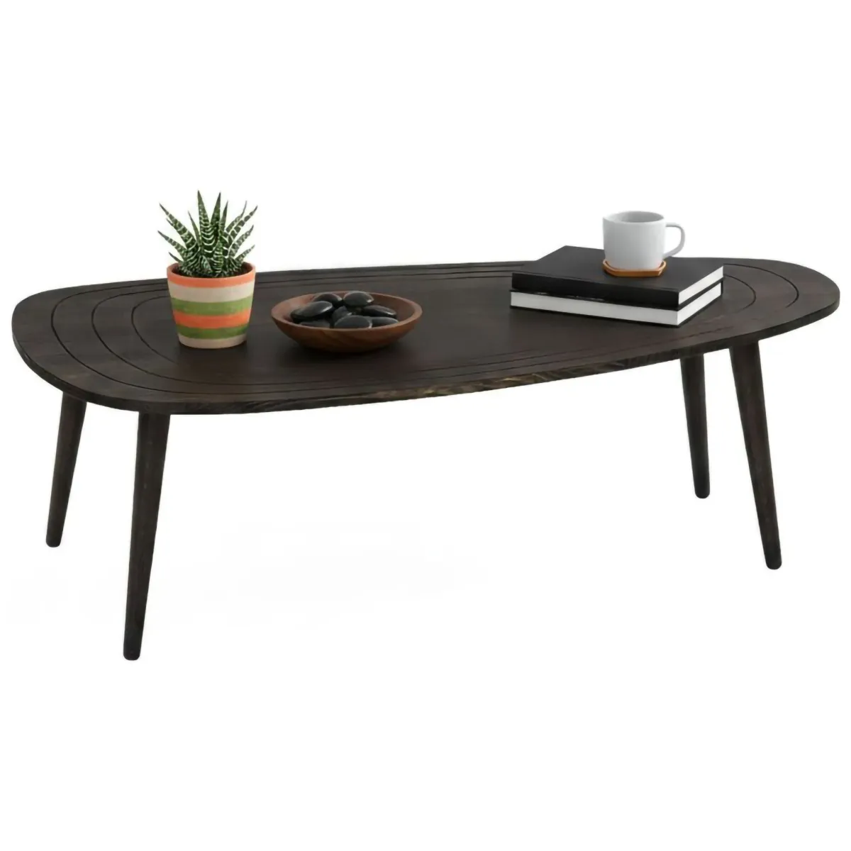 Tavolini Da Salotto|Salotto > Dmora Tavolino soggiorno ovale antracite 115x50x38h cm - Eugenia Nero Antracite