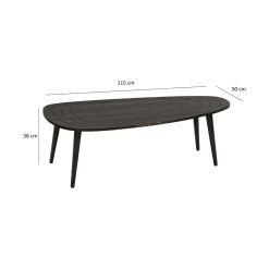 Tavolini Da Salotto|Salotto > Dmora Tavolino soggiorno ovale antracite 115x50x38h cm - Eugenia Nero Antracite
