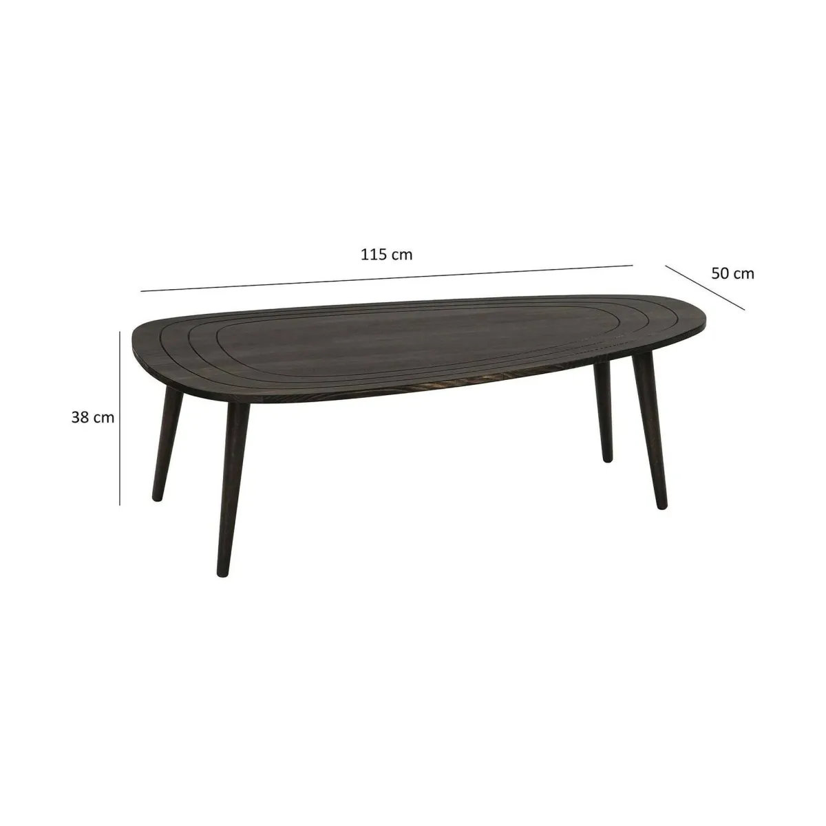 Tavolini Da Salotto|Salotto > Dmora Tavolino soggiorno ovale antracite 115x50x38h cm - Eugenia Nero Antracite