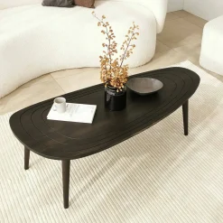 Tavolini Da Salotto|Salotto > Dmora Tavolino soggiorno ovale antracite 115x50x38h cm - Eugenia Nero Antracite