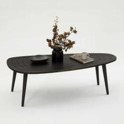 Tavolini Da Salotto|Salotto > Dmora Tavolino soggiorno ovale antracite 115x50x38h cm - Eugenia Nero Antracite