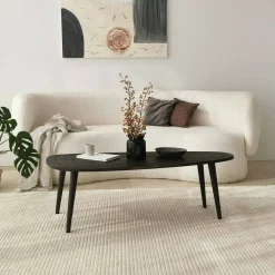 Tavolini Da Salotto|Salotto > Dmora Tavolino soggiorno ovale antracite 115x50x38h cm - Eugenia Nero Antracite