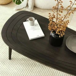 Tavolini Da Salotto|Salotto > Dmora Tavolino soggiorno ovale antracite 115x50x38h cm - Eugenia Nero Antracite