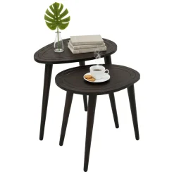 Tavolino soggiorno ovale antracite 50x33x52h cm - Janequeo