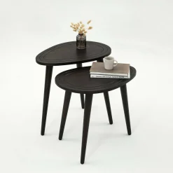 Tavolino soggiorno ovale antracite 50x33x52h cm - Janequeo