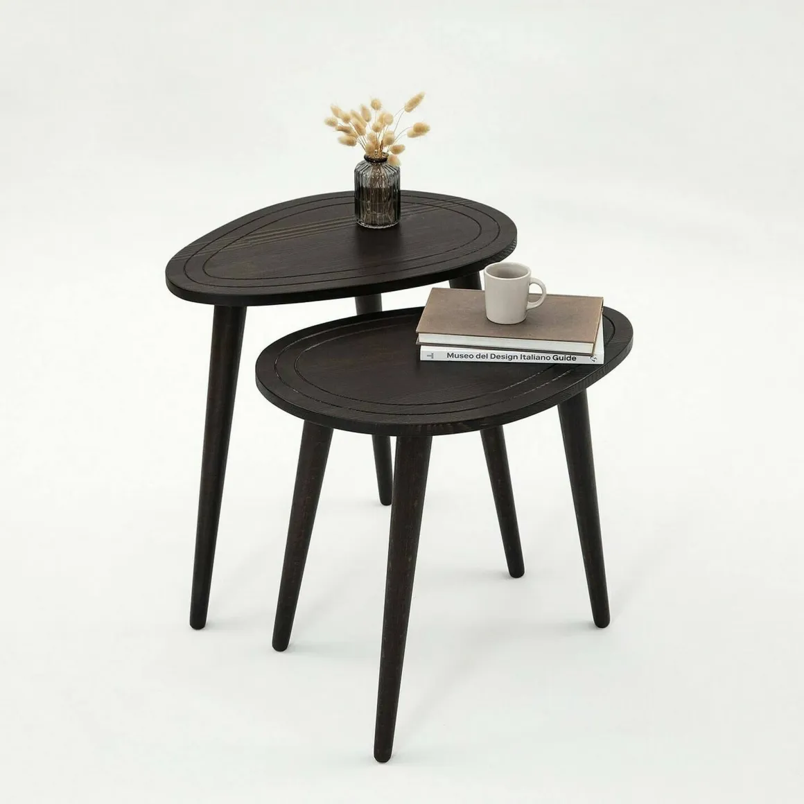 Tavolino soggiorno ovale antracite 50x33x52h cm - Janequeo