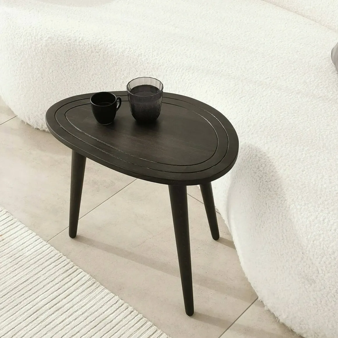 Tavolino soggiorno ovale antracite 50x33x52h cm - Janequeo