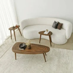 Tavolini Da Salotto|Salotto > Dmora Tavolino soggiorno ovale noce 115x50x38h cm - Eugenia Marrone Noce