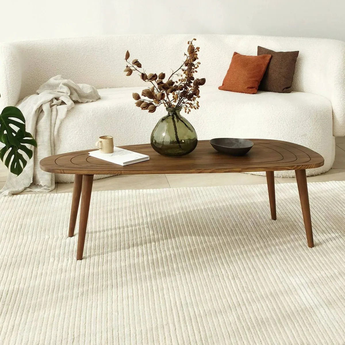 Tavolini Da Salotto|Salotto > Dmora Tavolino soggiorno ovale noce 115x50x38h cm - Eugenia Marrone Noce