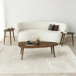 Tavolini Da Salotto|Salotto > Dmora Tavolino soggiorno ovale noce 115x50x38h cm - Eugenia Marrone Noce
