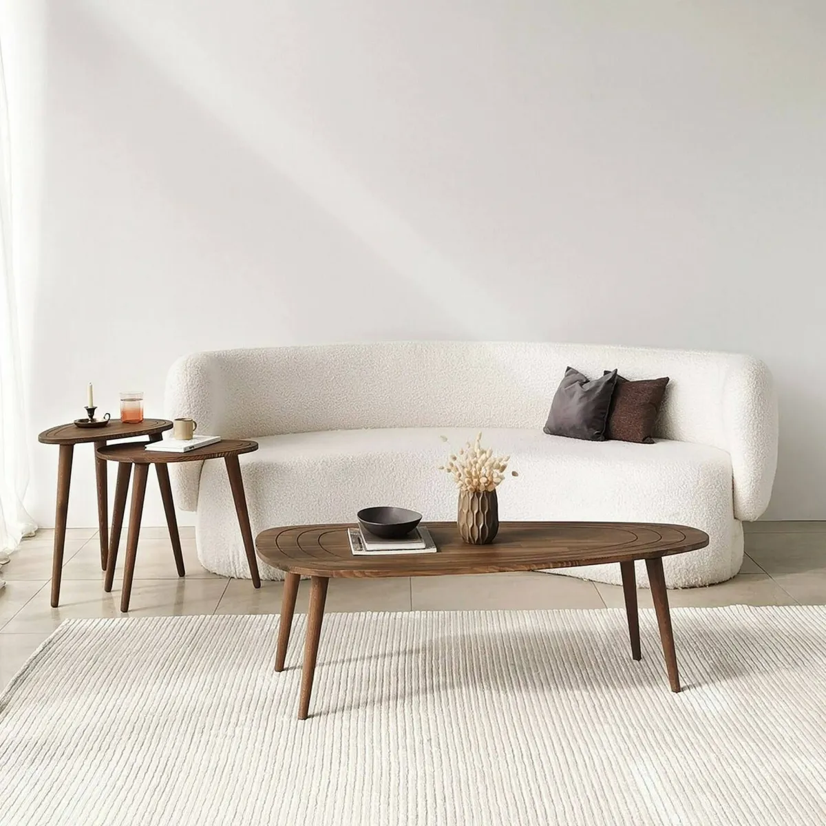 Tavolini Da Salotto|Salotto > Dmora Tavolino soggiorno ovale noce 115x50x38h cm - Eugenia Marrone Noce