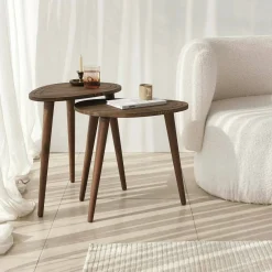 Tavolino soggiorno ovale noce 50x33x52h cm - Janequeo