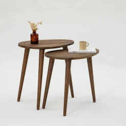 Tavolino soggiorno ovale noce 50x33x52h cm - Janequeo