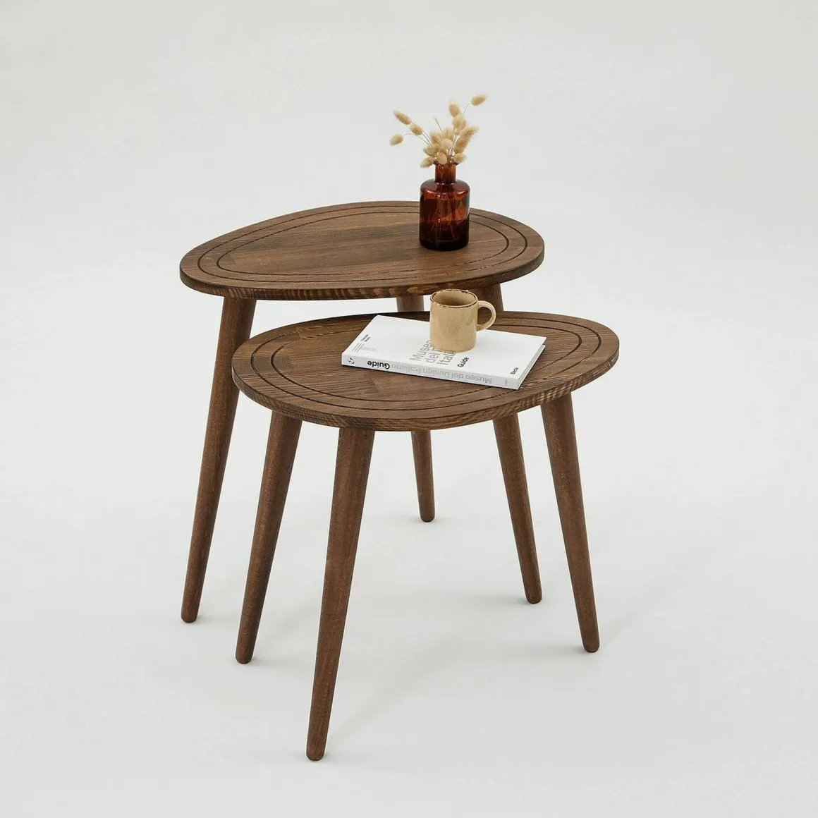 Tavolino soggiorno ovale noce 50x33x52h cm - Janequeo