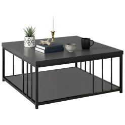 Tavolino soggiorno quadrato antracite e nero 90x90x40h cm - Raiden