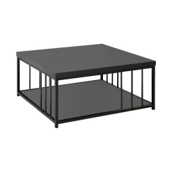 Tavolino soggiorno quadrato antracite e nero 90x90x40h cm - Raiden
