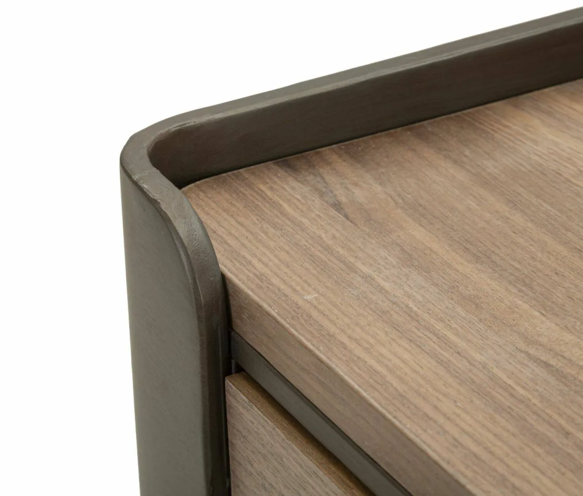 Tavolino soggiorno quadrato grigio e marrone 60x60x41h cm con 2 cassetti - Icona