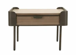 Tavolino soggiorno quadrato grigio e marrone 60x60x41h cm con 2 cassetti - Icona