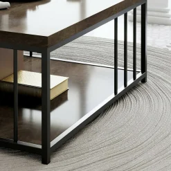 Tavolini Da Salotto|Salotto > Dmora Tavolino soggiorno quadrato noce e oro 90x90x40h cm - Raiden Oro, Marrone Noce