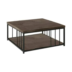 Tavolini Da Salotto|Salotto > Dmora Tavolino soggiorno quadrato noce e oro 90x90x40h cm - Raiden Oro, Marrone Noce