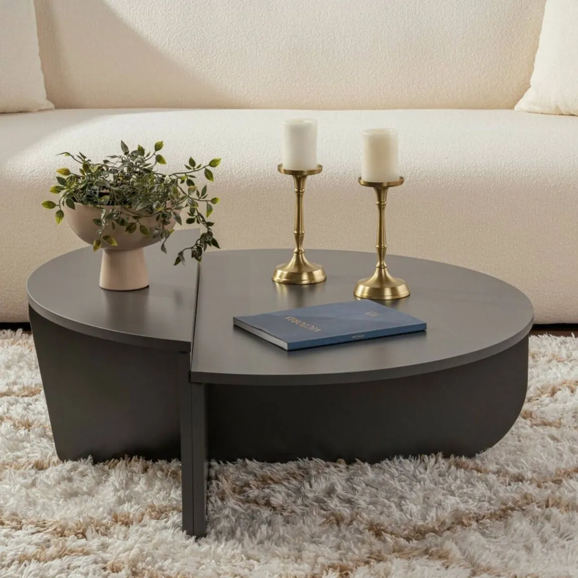 Tavolini Da Salotto > Dmora Tavolino soggiorno rettangolare angoli arrotondoti 90x60x35h cm - Feyre Bianco