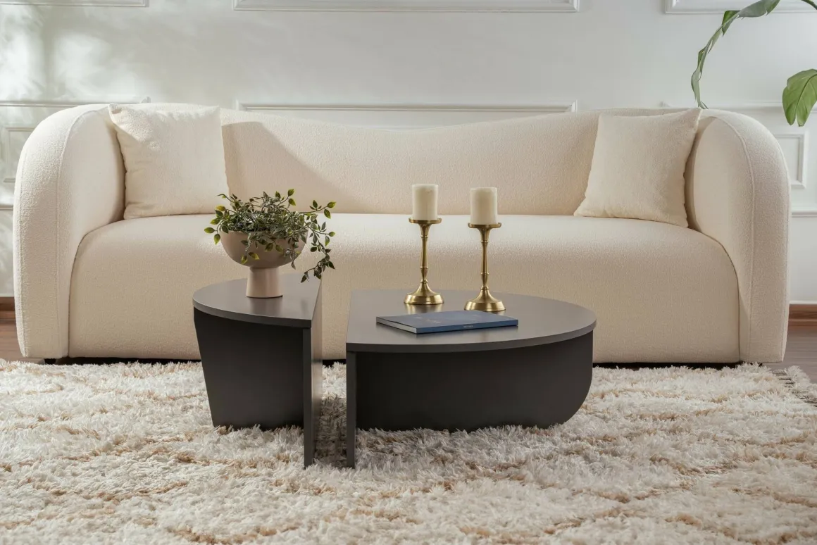 Tavolini Da Salotto > Dmora Tavolino soggiorno rettangolare angoli arrotondoti 90x60x35h cm - Feyre Bianco