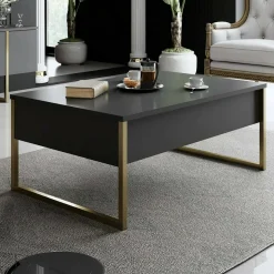 Tavolini Da Salotto|Salotto > Dmora Tavolino soggiorno rettangolare ardesia 90x55x41h cm multiuso - Natalia Grigio Ardesia