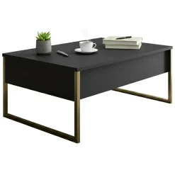 Tavolini Da Salotto|Salotto > Dmora Tavolino soggiorno rettangolare ardesia 90x55x41h cm multiuso - Natalia Grigio Ardesia