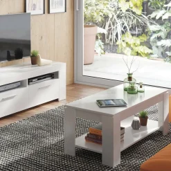 Tavolino soggiorno rettangolare bianco 102x43x50h cm - Aeolus