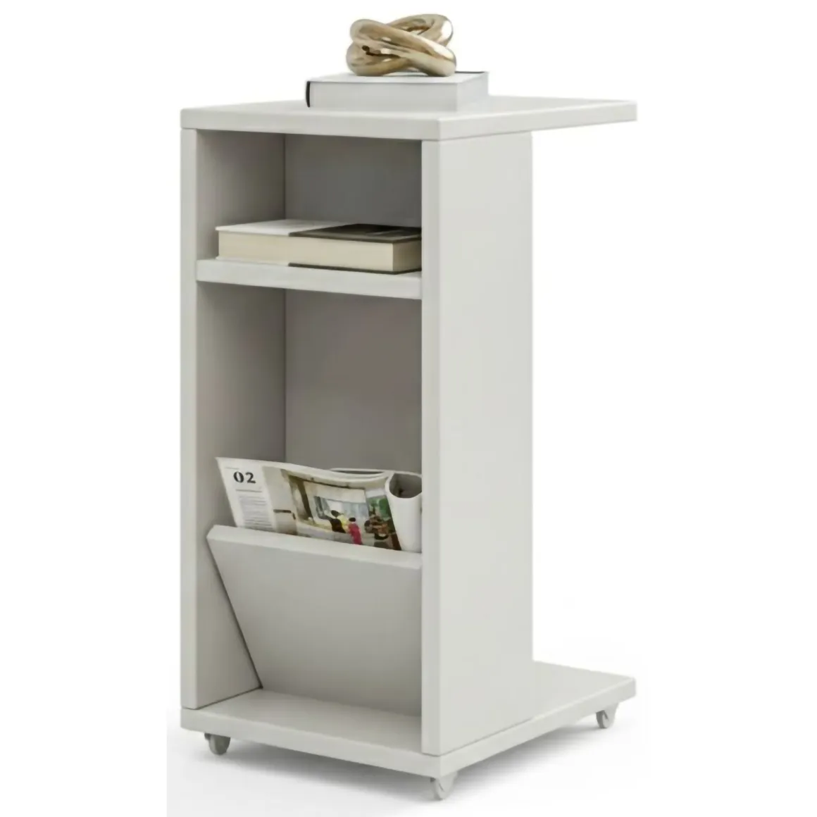 Tavolini Da Salotto > Dmora Tavolino soggiorno rettangolare 55x20x57h cm - Rumbia Bianco