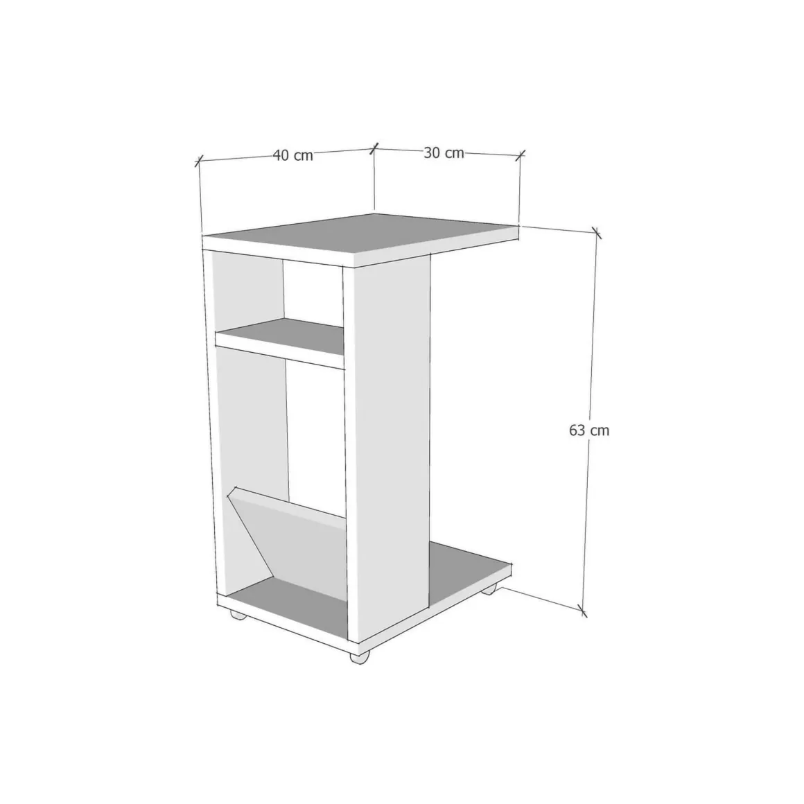 Tavolini Da Salotto > Dmora Tavolino soggiorno rettangolare 55x20x57h cm - Rumbia Bianco