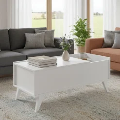 Tavolini Da Salotto > Dmora Tavolino soggiorno rettangolare bianco e antracite 60x60x32h cm - Sondalo Nero, Bianco Antracite
