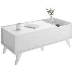 Tavolini Da Salotto > Dmora Tavolino soggiorno rettangolare bianco e antracite 60x60x32h cm - Sondalo Nero, Bianco Antracite