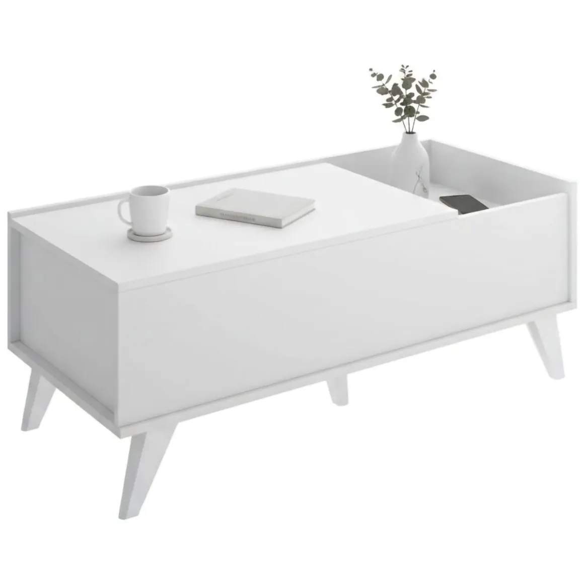 Tavolini Da Salotto > Dmora Tavolino soggiorno rettangolare bianco e antracite 60x60x32h cm - Sondalo Nero, Bianco Antracite