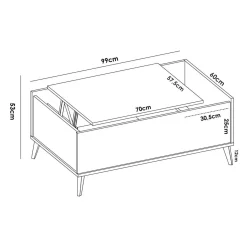 Tavolini Da Salotto > Dmora Tavolino soggiorno rettangolare bianco e antracite 60x60x32h cm - Sondalo Nero, Bianco Antracite