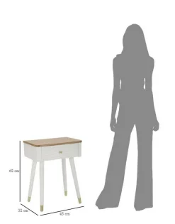 Tavolini Da Salotto > Dmora Tavolino soggiorno rettangolare bianco e nero 101x48x50h cm con 1 cassetto - Maximilien Nero, Bianco