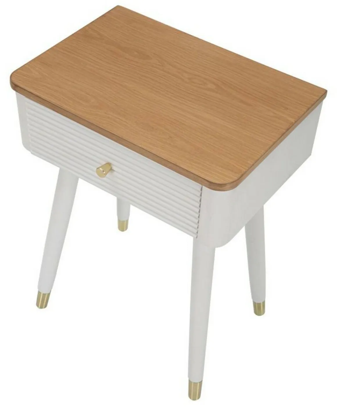 Tavolino soggiorno rettangolare bianco e marrone 45x32x62h cm con 1 cassetto - Fridal