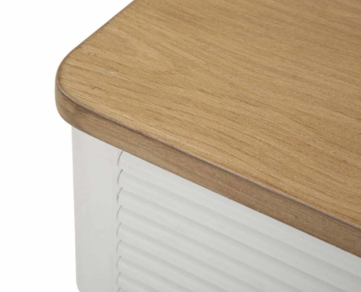 Tavolino soggiorno rettangolare bianco e marrone 45x32x62h cm con 1 cassetto - Fridal