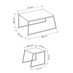 Tavolini Da Salotto|Salotto > Dmora Tavolino soggiorno rettangolare bianco e noce 110x57x31h cm - Corineo Marrone, Bianco Noce