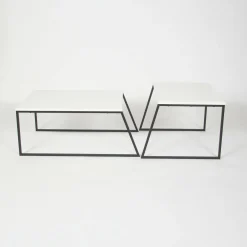 Tavolini Da Salotto|Salotto > Dmora Tavolino soggiorno rettangolare bianco e noce 110x57x31h cm - Corineo Marrone, Bianco Noce