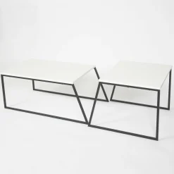 Tavolini Da Salotto|Salotto > Dmora Tavolino soggiorno rettangolare bianco e noce 110x57x31h cm - Corineo Marrone, Bianco Noce