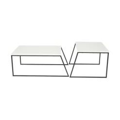 Tavolini Da Salotto|Salotto > Dmora Tavolino soggiorno rettangolare bianco e noce 110x57x31h cm - Corineo Marrone, Bianco Noce
