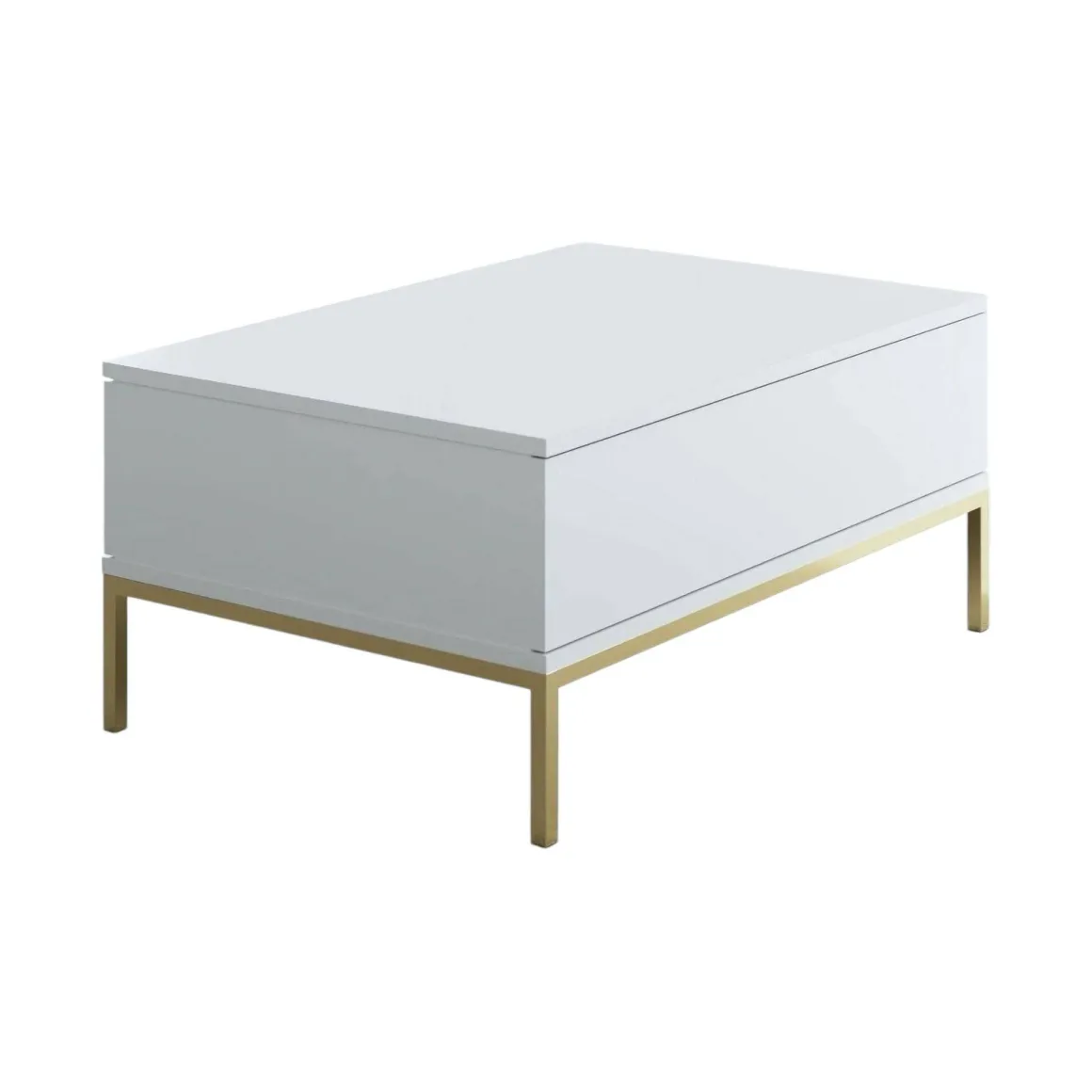 Tavolino soggiorno rettangolare bianco e oro 90x60x40h cm - Vespero