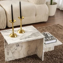 Tavolini Da Salotto > Dmora Tavolino soggiorno rettangolare marrone e antracite 90x60x40h cm - Apostolo Nero, Marrone Antracite