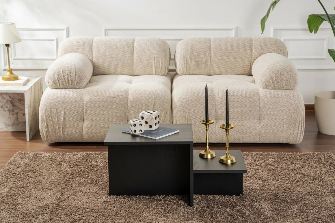 Tavolino soggiorno rettangolare nero 80x40x40h cm - Varian