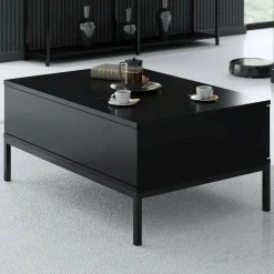 Tavolino soggiorno rettangolare nero opaco 90x60x40h cm - Vespero