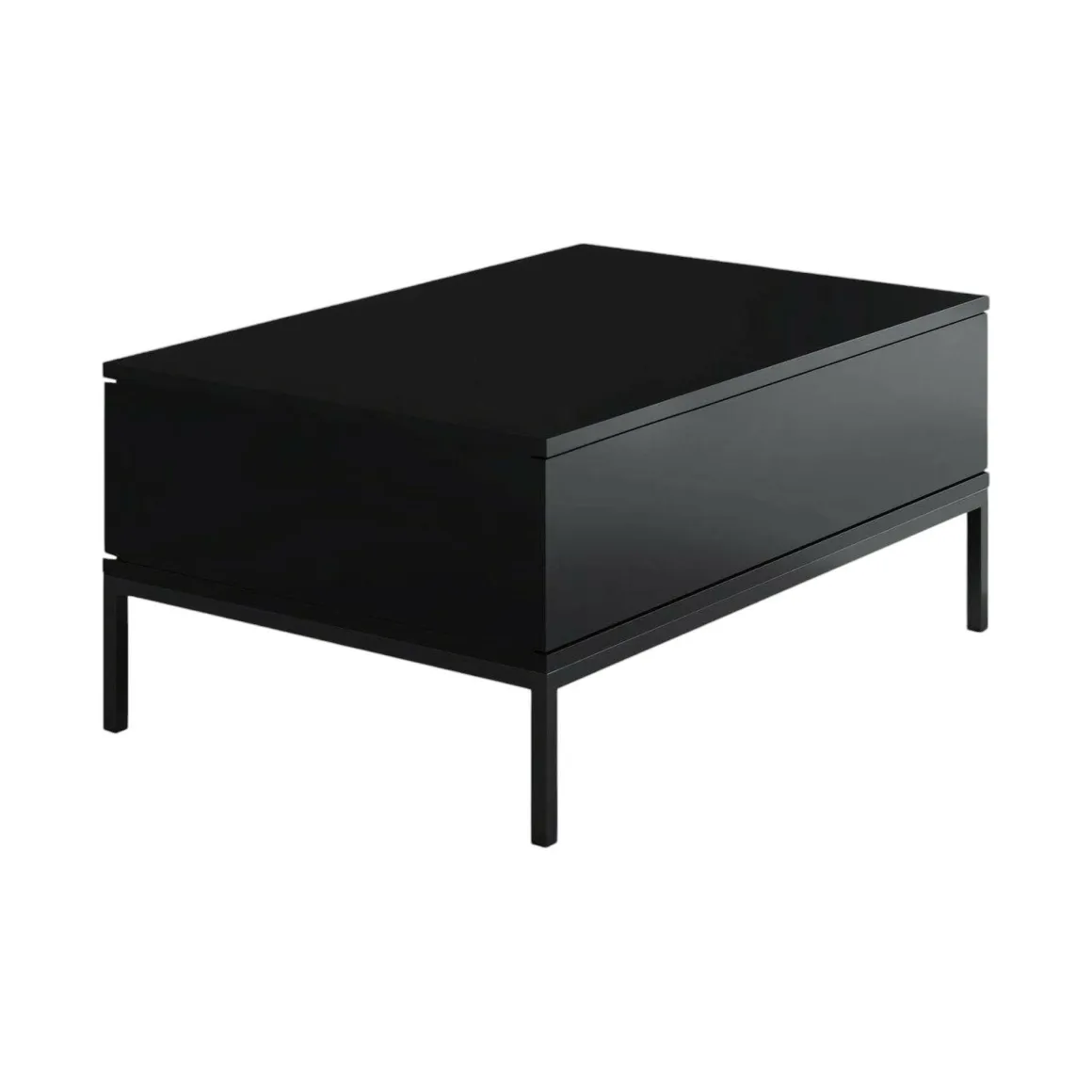 Tavolino soggiorno rettangolare nero opaco 90x60x40h cm - Vespero