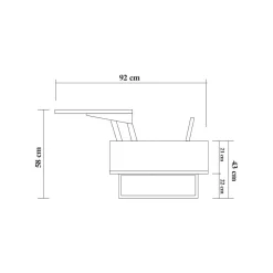 Tavolino soggiorno rettangolare noce e nero 120x60x43h cm - Barghe