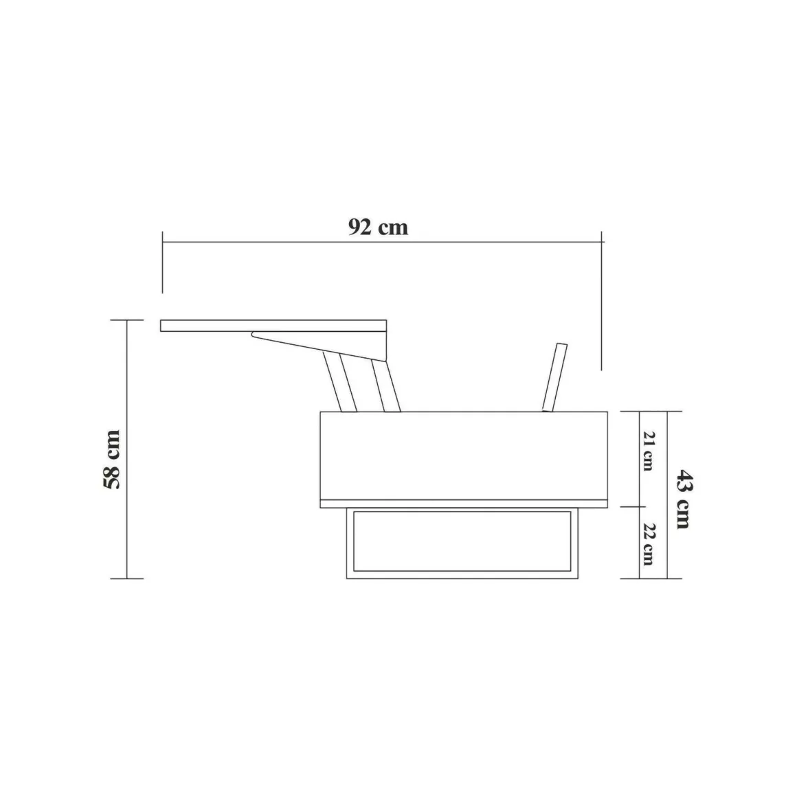 Tavolino soggiorno rettangolare noce e nero 120x60x43h cm - Barghe